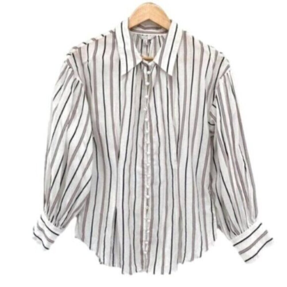 Joie Minya Striped Button Front Blouse Top New - Picture 15 of 15